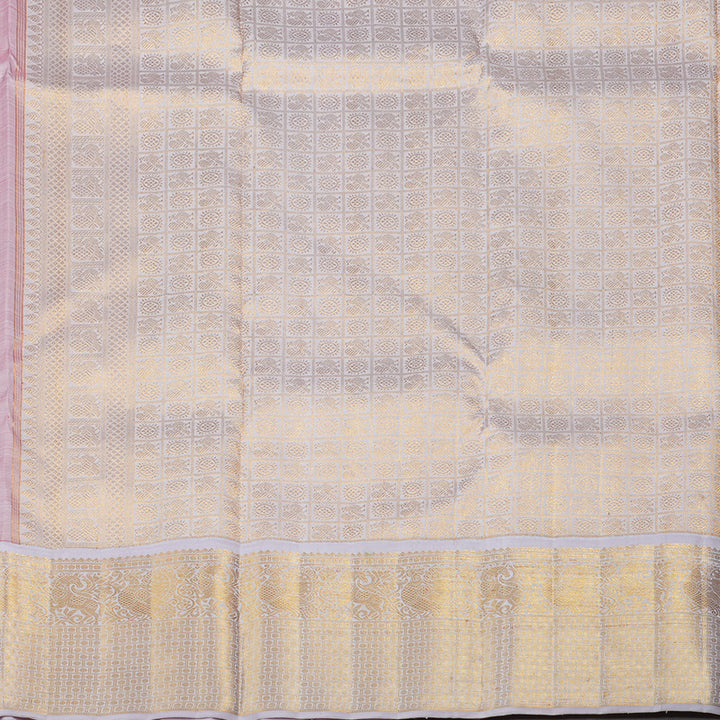 Hayagrivas Red Handloom Kanjivaram Silk Saree with Light Lilac Colour Border KBE361E2-1