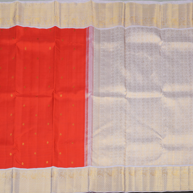 Hayagrivas Red Handloom Kanjivaram Silk Saree with Light Lilac Colour Border KBE361E2-1