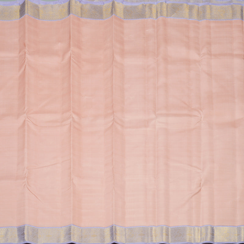 Hayagrivas Light Peach Pink Handloom Kanjivaram Silk Saree with Light Lavender Border KBE361E3-3