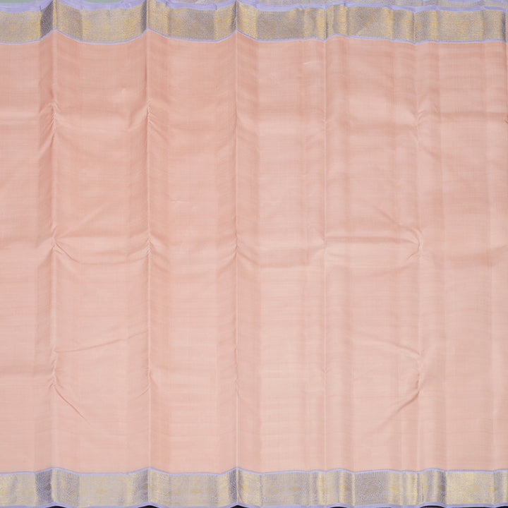 Hayagrivas Light Peach Pink Handloom Kanjivaram Silk Saree with Light Lavender Border KBE361E3-3