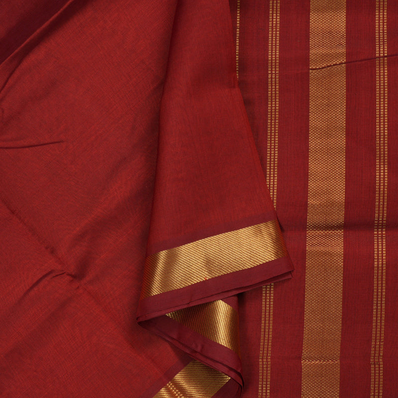 Hayagrivas Handloom Pure Silk Cotton Saree in Graceful Brick Maroon KBE362E1-2