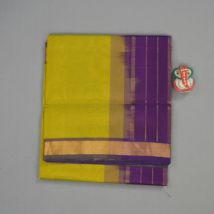 Hayagrivas Handloom Pure Silk Cotton Saree in Radiant Lemon Yellow KBE363E1-1