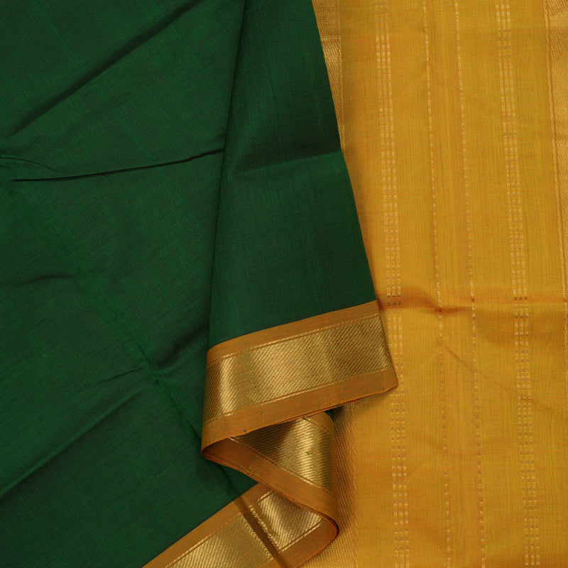 Hayagrivas Handloom Pure Silk Cotton Saree in Bottle Green KBE363E1-3