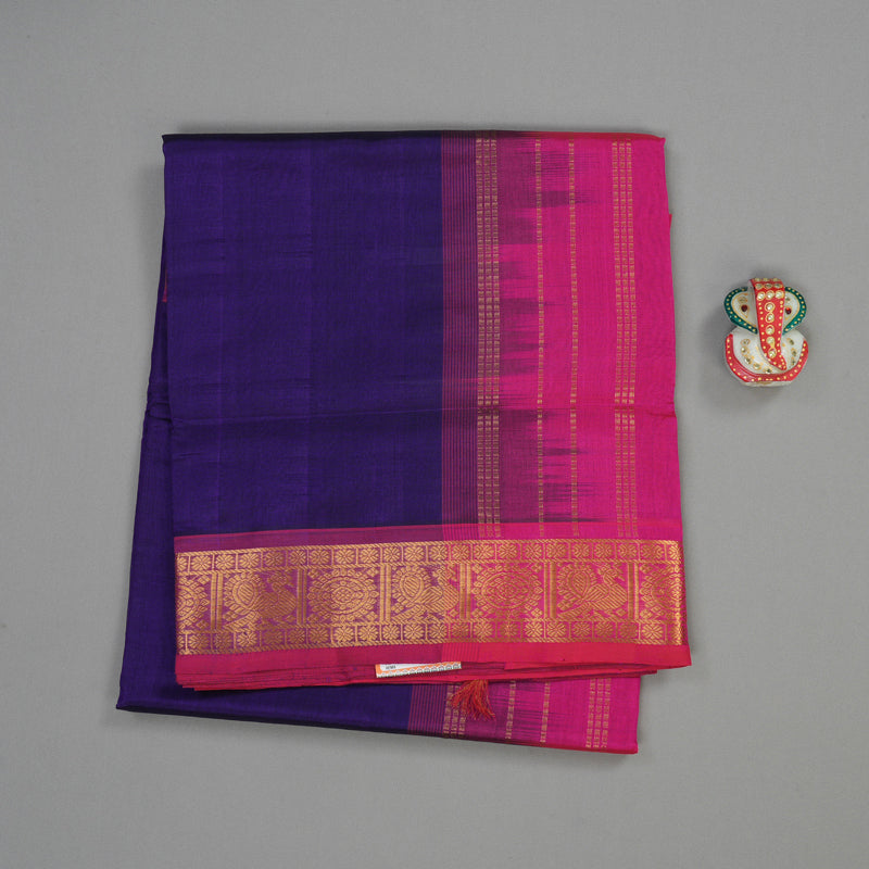 Hayagrivas Handloom Pure Silk Cotton Saree in Majestic Dark Blue KBE363E2-1