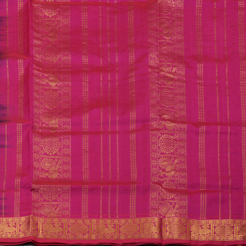 Hayagrivas Handloom Pure Silk Cotton Saree in Majestic Dark Blue KBE363E2-1