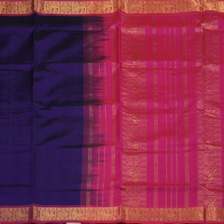 Hayagrivas Handloom Pure Silk Cotton Saree in Majestic Dark Blue KBE363E2-1
