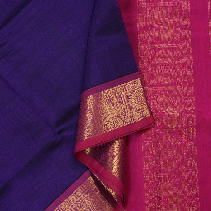 Hayagrivas Handloom Pure Silk Cotton Saree in Majestic Dark Blue KBE363E2-1
