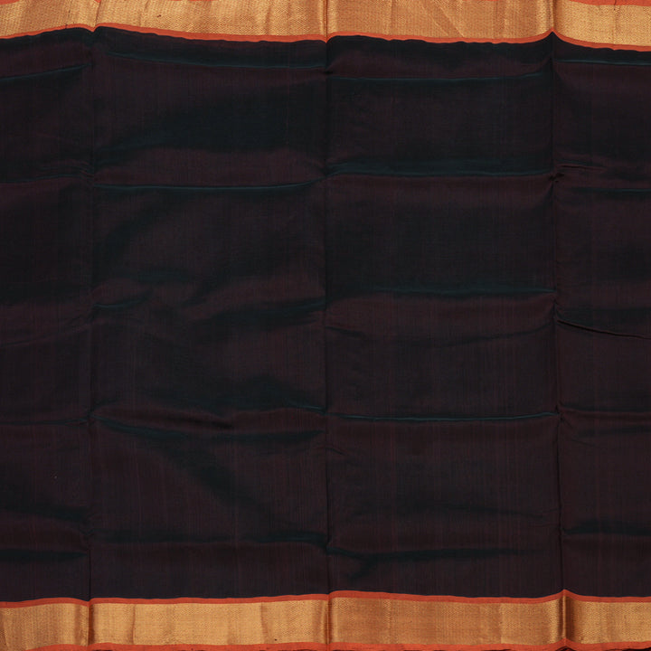 Hayagrivas Handloom Pure Silk Cotton Saree in Bold Midnight Dark Brown KBE363E2-6