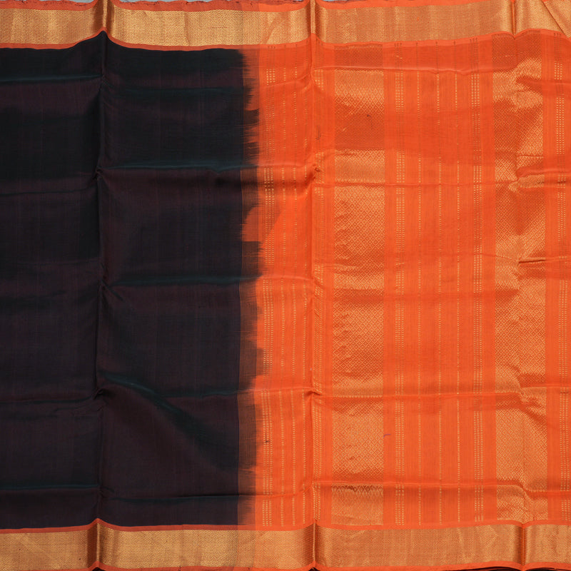 Hayagrivas Handloom Pure Silk Cotton Saree in Bold Midnight Dark Brown KBE363E2-6