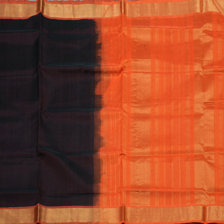 Hayagrivas Handloom Pure Silk Cotton Saree in Bold Midnight Dark Brown KBE363E2-6