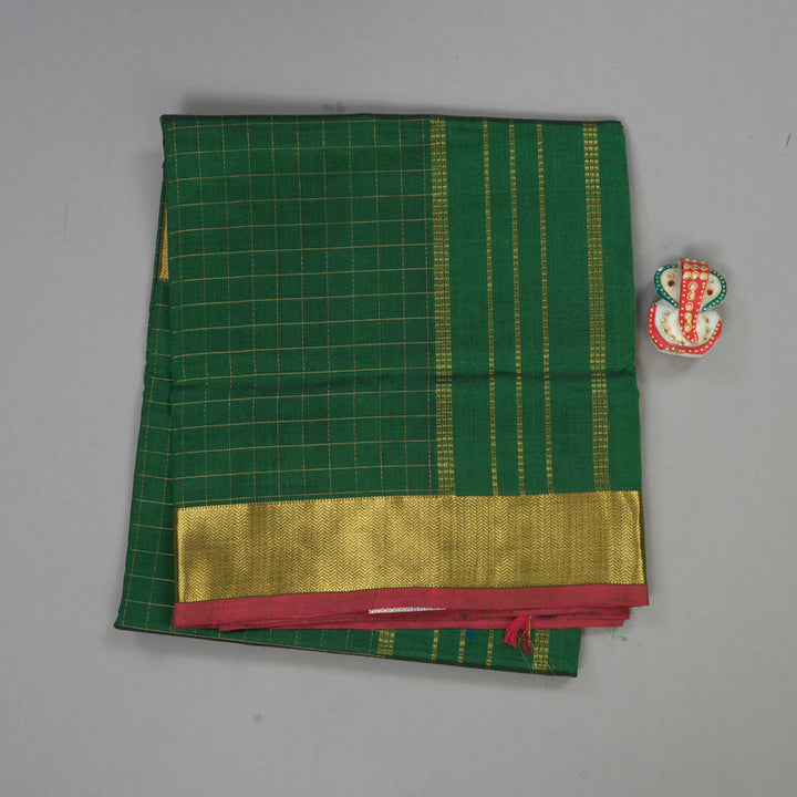 Hayagrivas Handloom Pure Silk Cotton Saree in Vivid Bottle Green KBE363E7-1