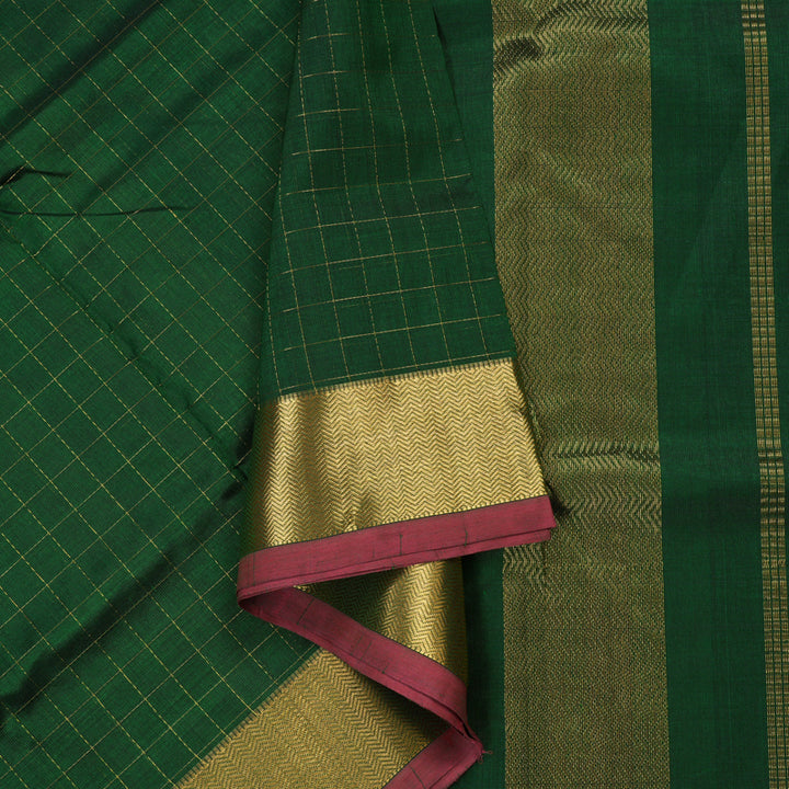 Hayagrivas Handloom Pure Silk Cotton Saree in Vivid Bottle Green KBE363E7-1