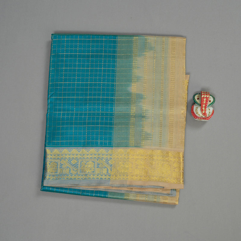 Hayagrivas Handloom Pure Silk Cotton Saree in Sea Blue KBE363E7-2