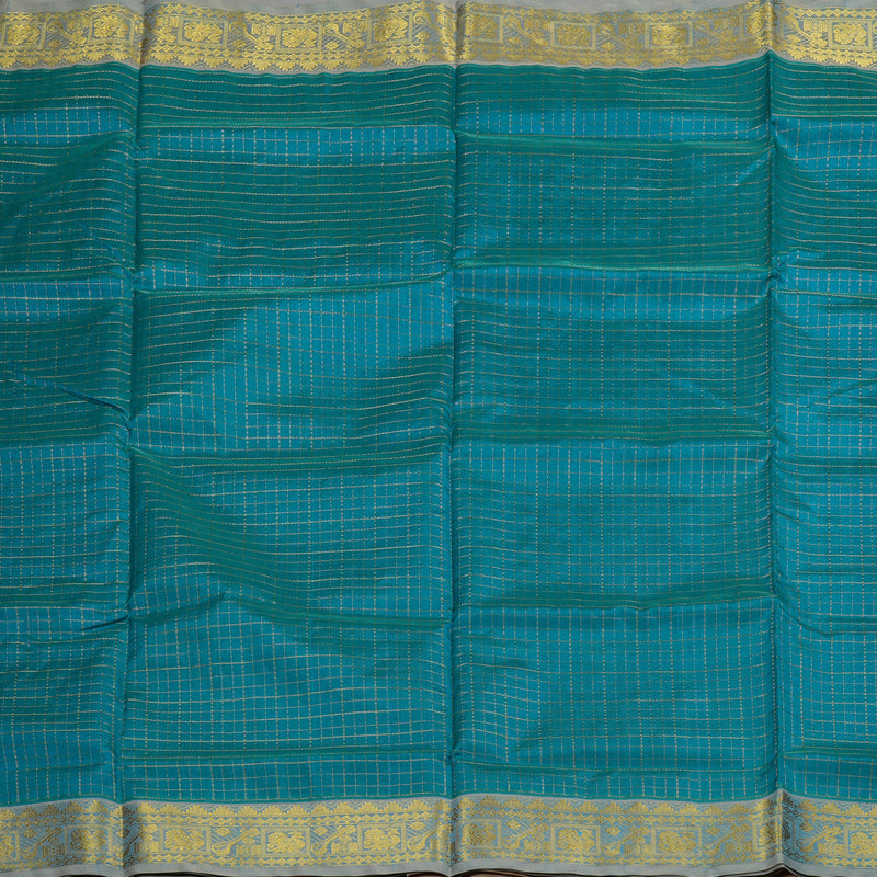 Hayagrivas Handloom Pure Silk Cotton Saree in Sea Blue KBE363E7-2