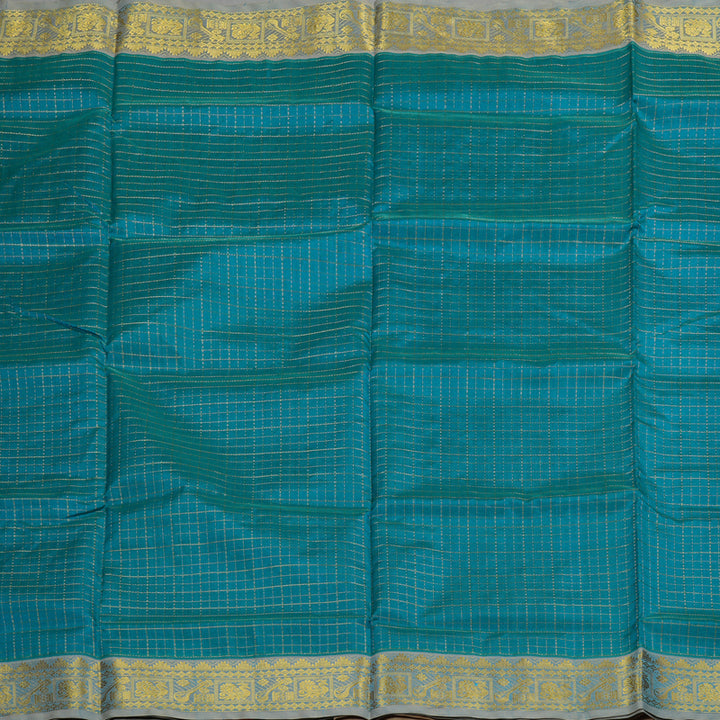Hayagrivas Handloom Pure Silk Cotton Saree in Sea Blue KBE363E7-2