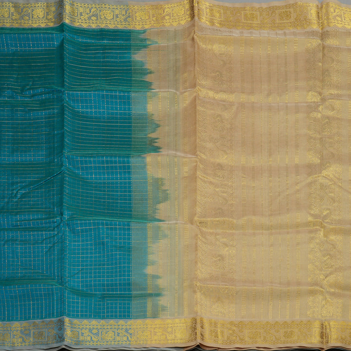 Hayagrivas Handloom Pure Silk Cotton Saree in Sea Blue KBE363E7-2