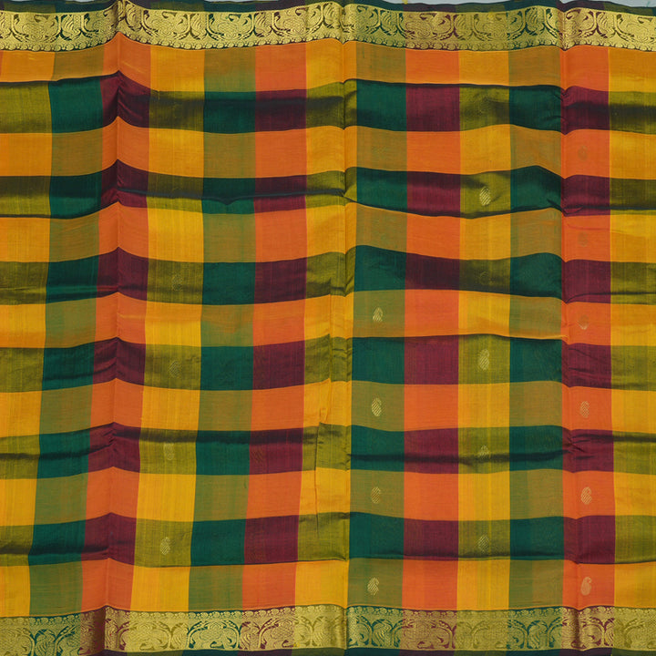 Hayagrivas Handloom Pure Silk Cotton Saree in Multi Colour Checks KBE363E9-7
