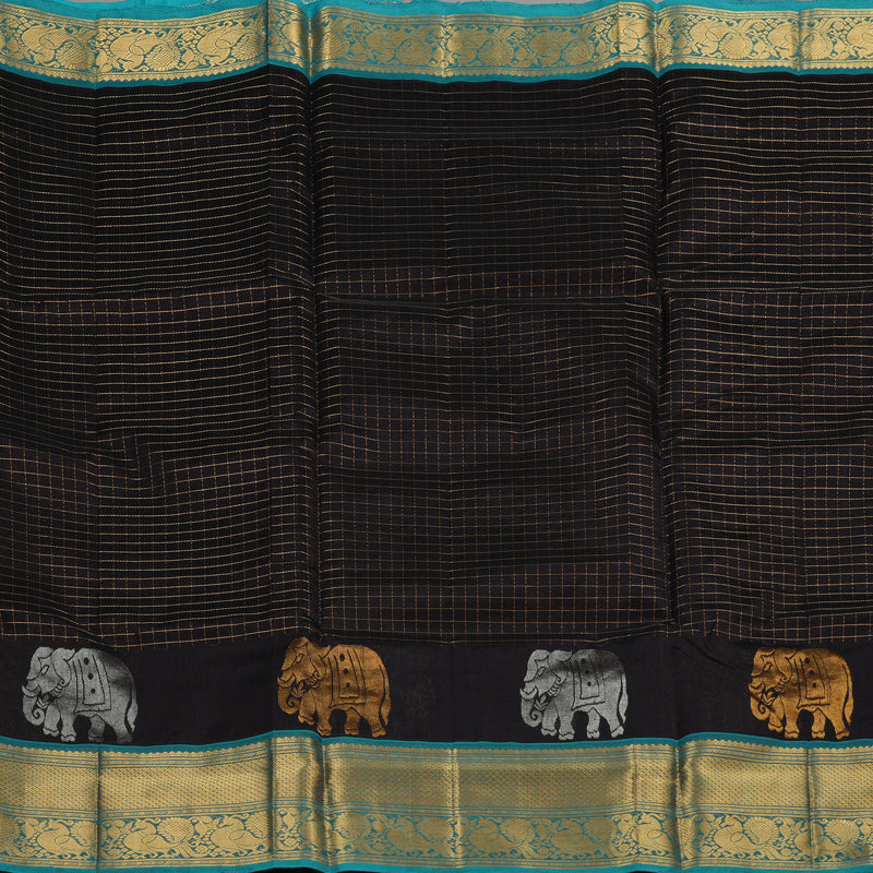 Hayagrivas Handloom Pure Silk Cotton Saree in striking Dark Brown KBE364E1-1