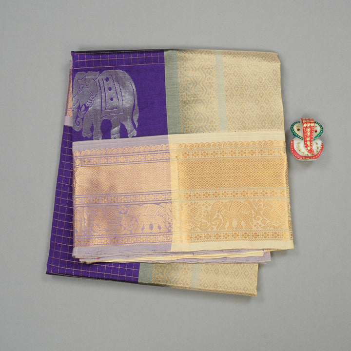Hayagrivas Handloom Pure Silk Cotton Saree in Radiant Blue KBE364E1-4