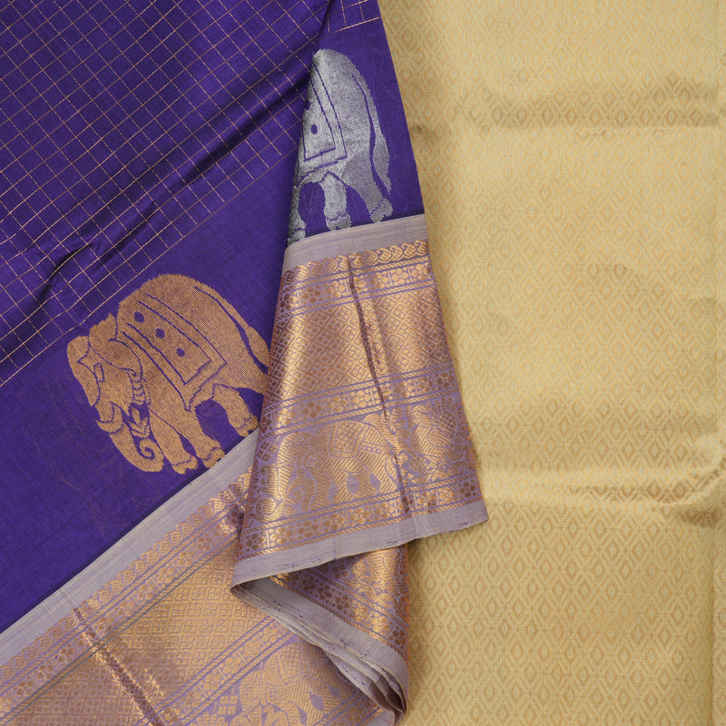Hayagrivas Handloom Pure Silk Cotton Saree in Radiant Blue KBE364E1-4