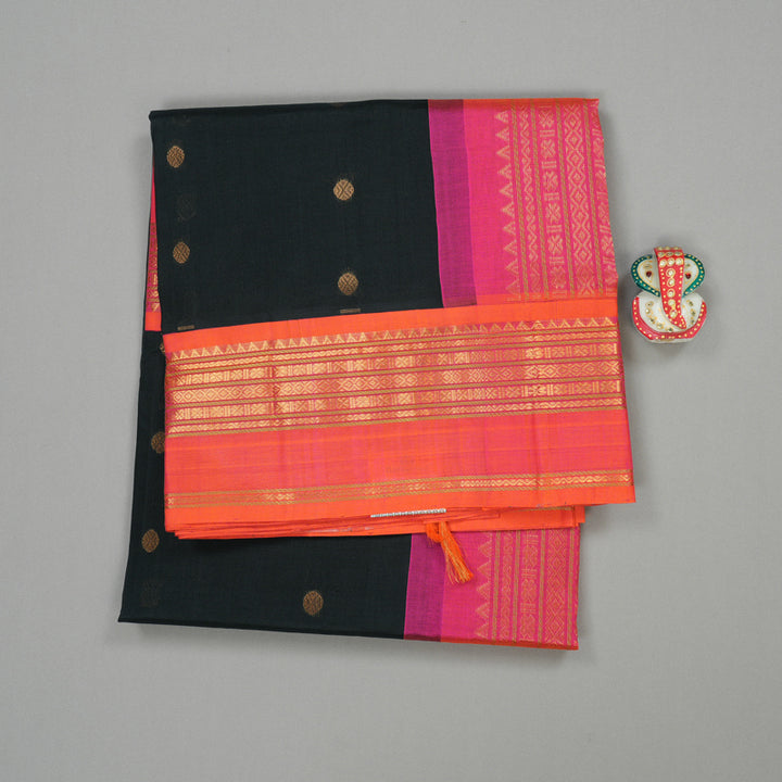 Hayagrivas Handloom Pure Silk Cotton Saree in Regal Black KBE364E10-1