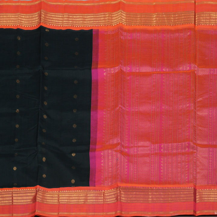 Hayagrivas Handloom Pure Silk Cotton Saree in Regal Black KBE364E10-1