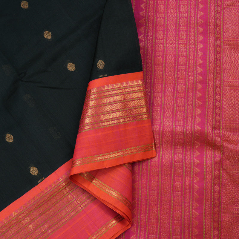 Hayagrivas Handloom Pure Silk Cotton Saree in Regal Black KBE364E10-1