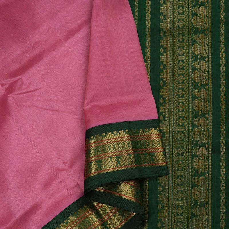 Hayagrivas Handloom Pure Silk Cotton Saree in Elegant Rose Pink KBE364E4-4