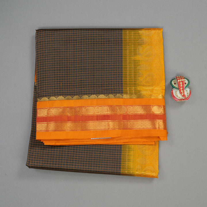 Hayagrivas Handloom Pure Silk Cotton Saree in Sophisticated Dark Grey KBE364E6-1
