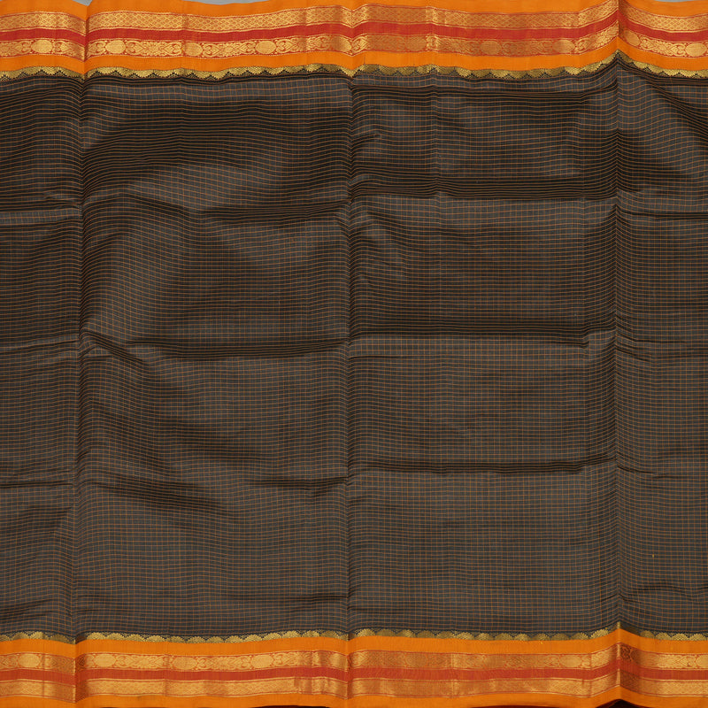 Hayagrivas Handloom Pure Silk Cotton Saree in Sophisticated Dark Grey KBE364E6-1