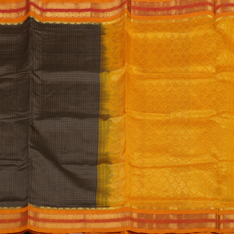 Hayagrivas Handloom Pure Silk Cotton Saree in Sophisticated Dark Grey KBE364E6-1