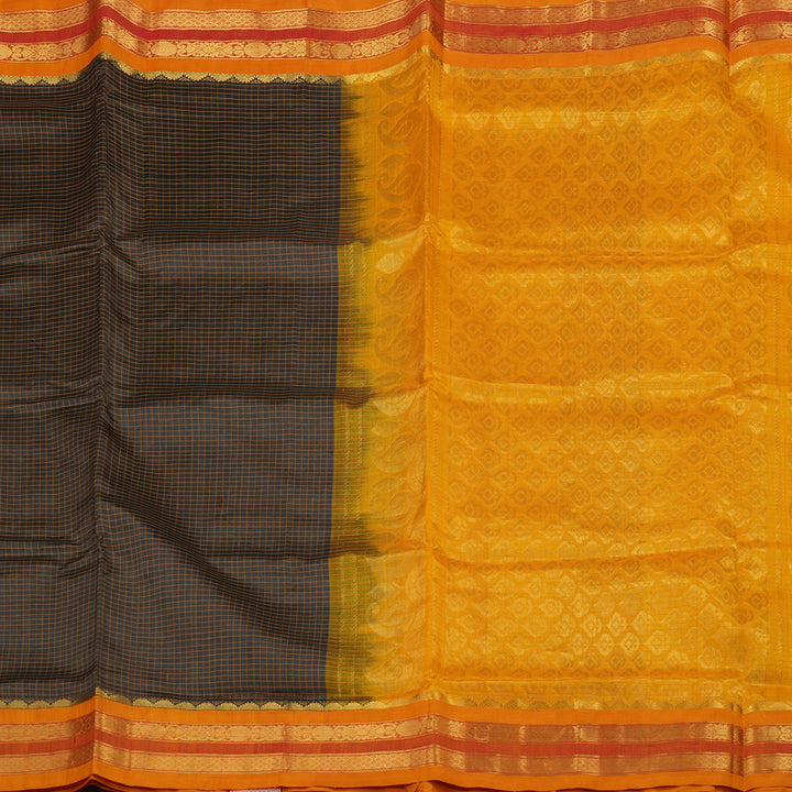 Hayagrivas Handloom Pure Silk Cotton Saree in Sophisticated Dark Grey KBE364E6-1