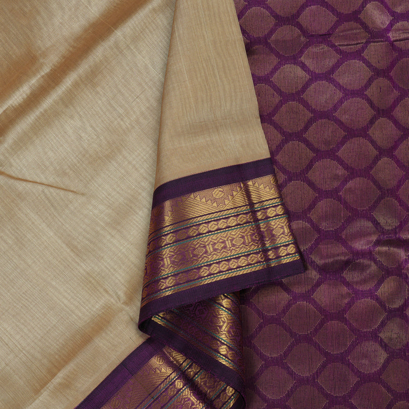 Hayagrivas Handloom Pure Silk Cotton Saree in Sandal KBE364E7-3