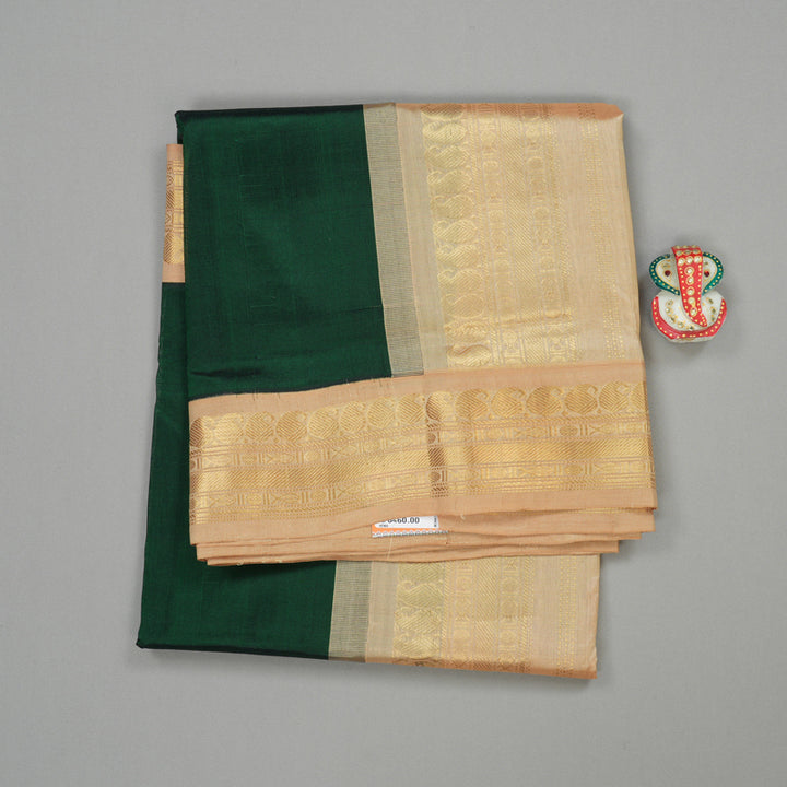 Hayagrivas Handloom Pure Silk Cotton Saree in Refreshing Bottle Green KBE364E7-4