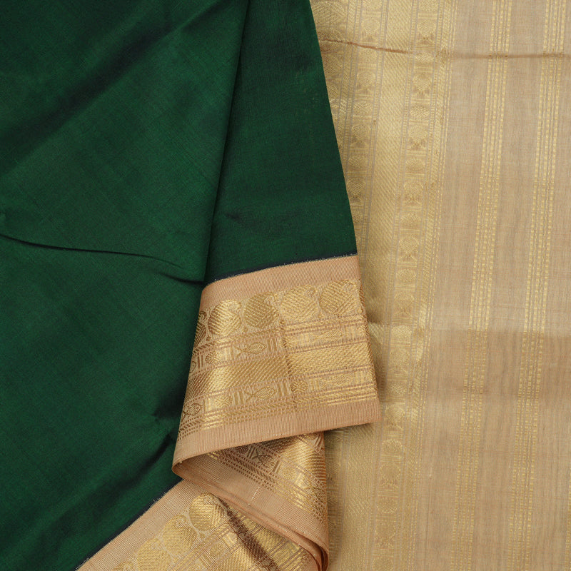 Hayagrivas Handloom Pure Silk Cotton Saree in Refreshing Bottle Green KBE364E7-4