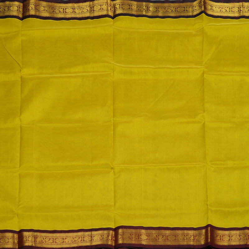 Hayagrivas Handloom Pure Silk Cotton Saree in glowing sunny Lemon Green KBE364E7-5