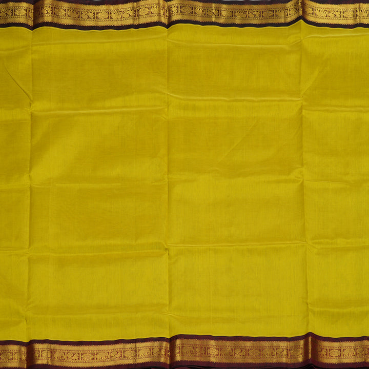 Hayagrivas Handloom Pure Silk Cotton Saree in glowing sunny Lemon Green KBE364E7-5