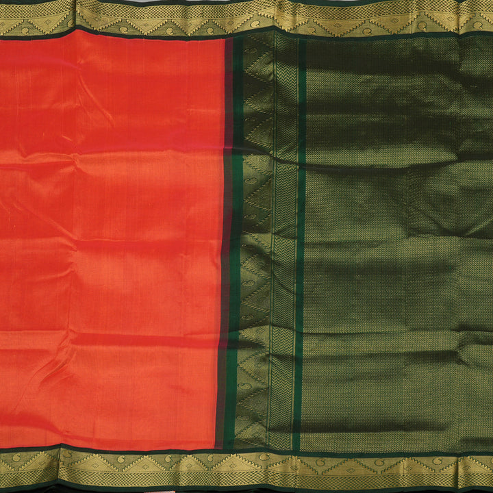Hayagrivas Handloom Pure Silk Cotton Saree in Regal Orange KBE364E7-6