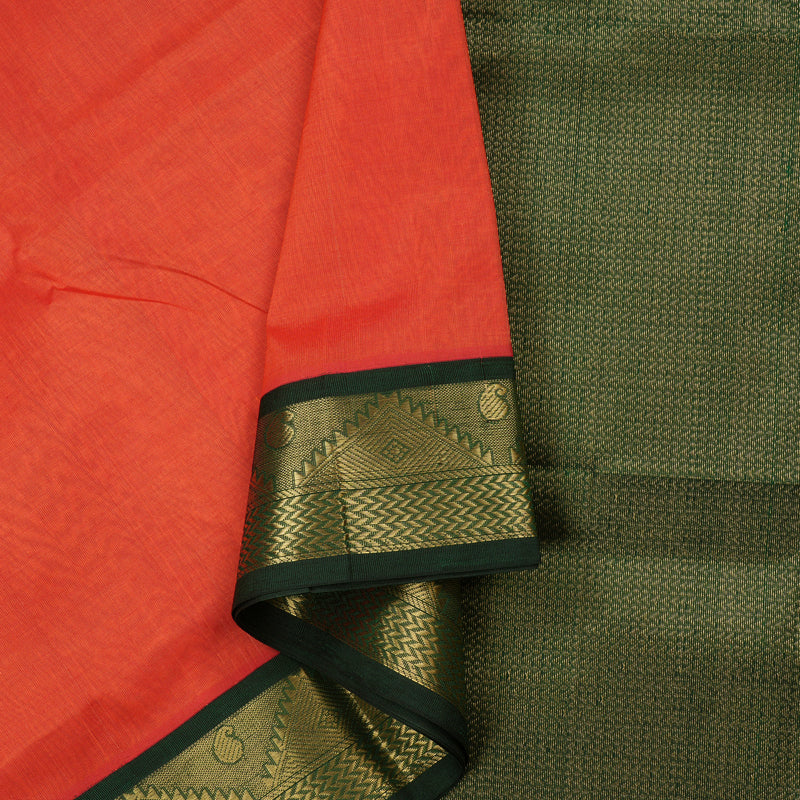 Hayagrivas Handloom Pure Silk Cotton Saree in Regal Orange KBE364E7-6