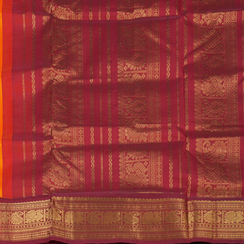 Hayagrivas Handloom Korvai Silk Cotton Saree in Regal Mango Shade KBE364E8-2