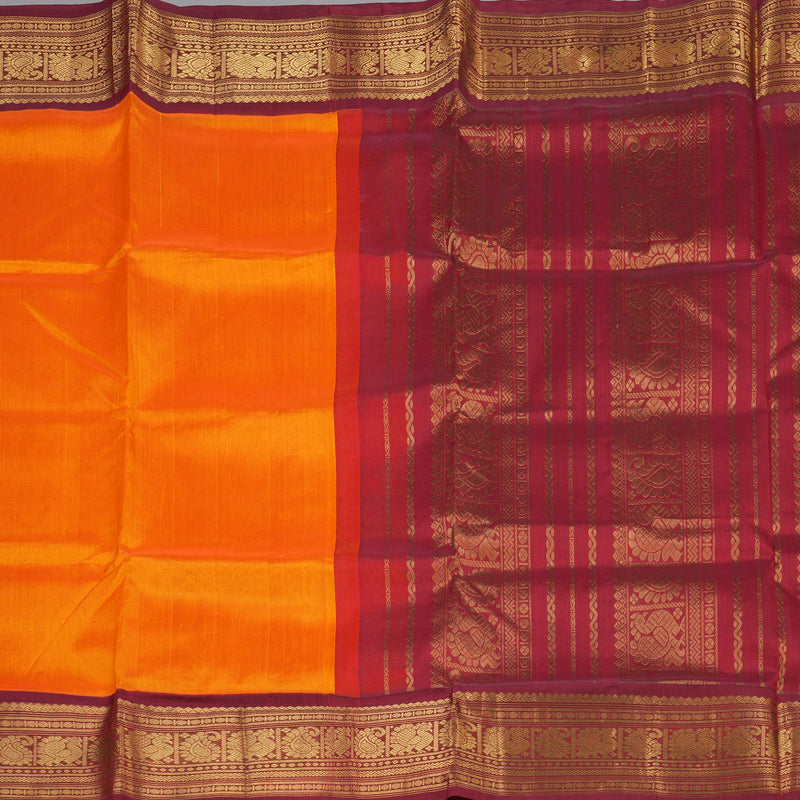 Hayagrivas Handloom Korvai Silk Cotton Saree in Regal Mango Shade KBE364E8-2