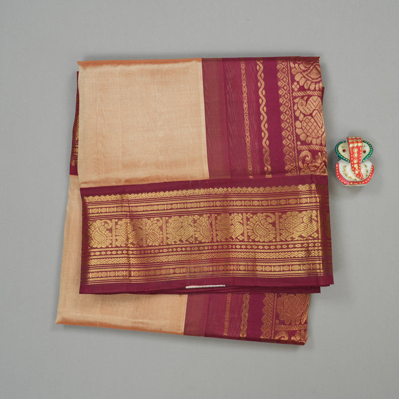 Hayagrivas Handloom Pure Silk Cotton Saree in Serene Sandal KBE364E8-3