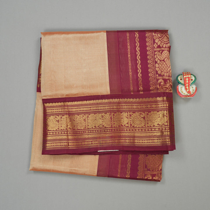 Hayagrivas Handloom Pure Silk Cotton Saree in Serene Sandal KBE364E8-3