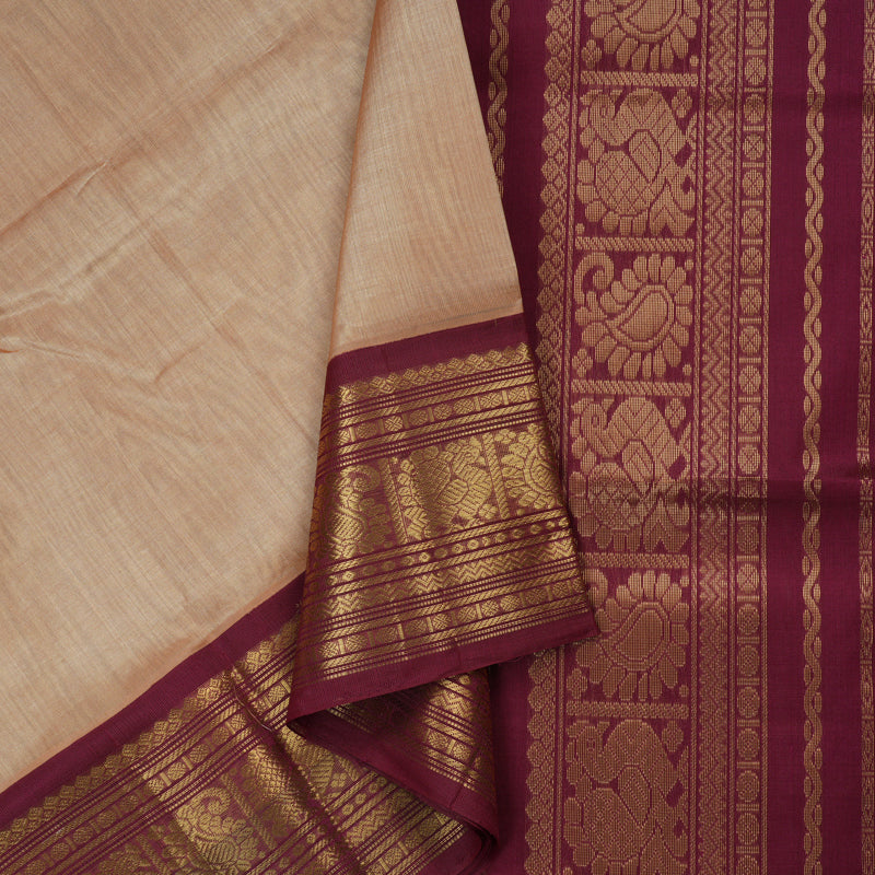 Hayagrivas Handloom Pure Silk Cotton Saree in Serene Sandal KBE364E8-3