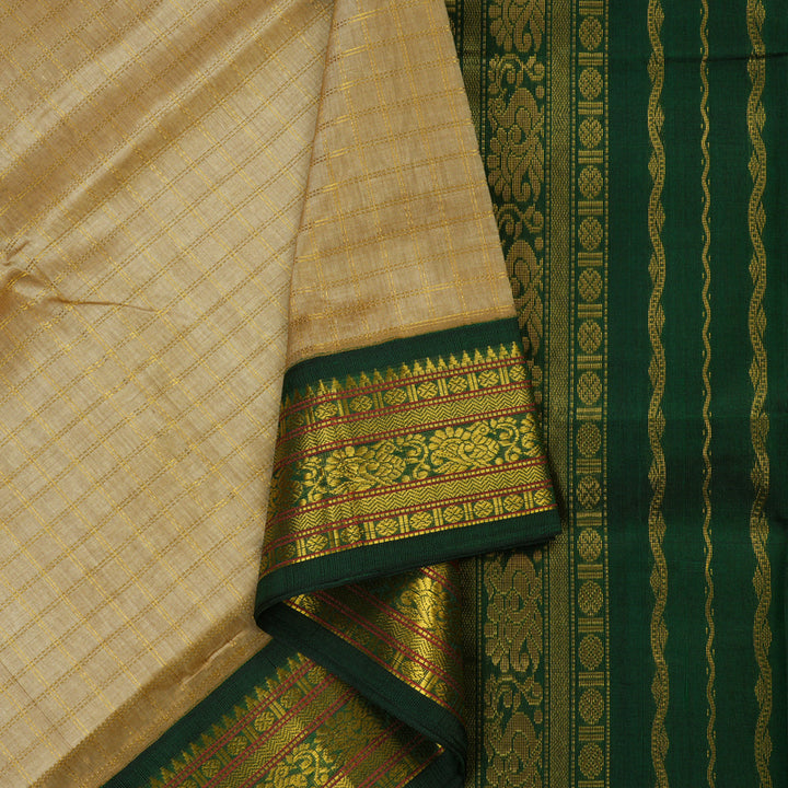 Hayagrivas Handloom Pure Silk Cotton Saree in Elegant Sandal KBE365E11-2