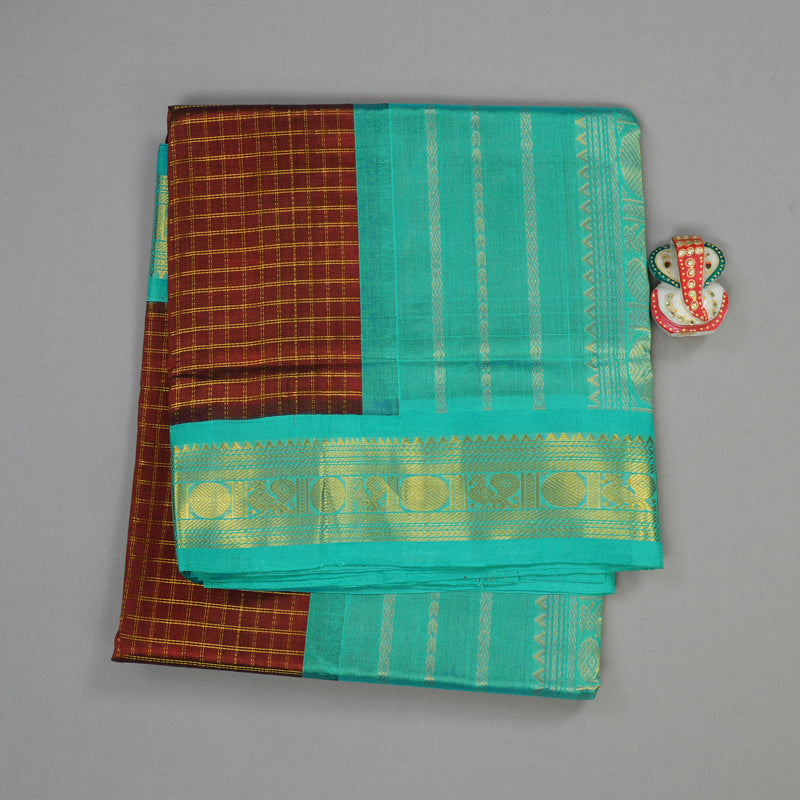 Hayagrivas Handloom Pure Silk Cotton Saree in Striking Dark Maroon KBE365E11-3