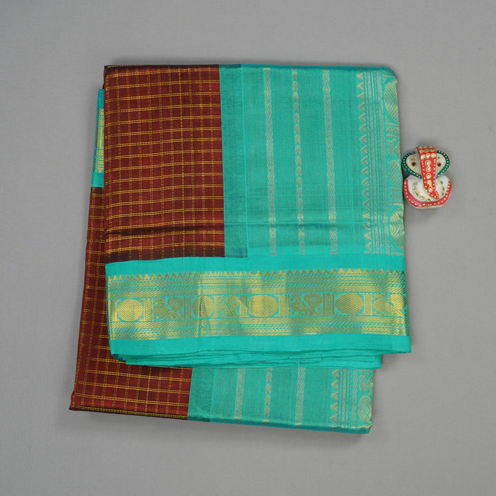 Hayagrivas Handloom Pure Silk Cotton Saree in Striking Dark Maroon KBE365E11-3