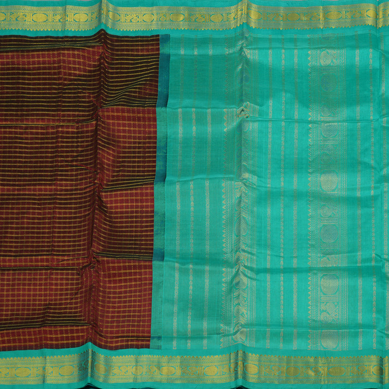Hayagrivas Handloom Pure Silk Cotton Saree in Striking Dark Maroon KBE365E11-3