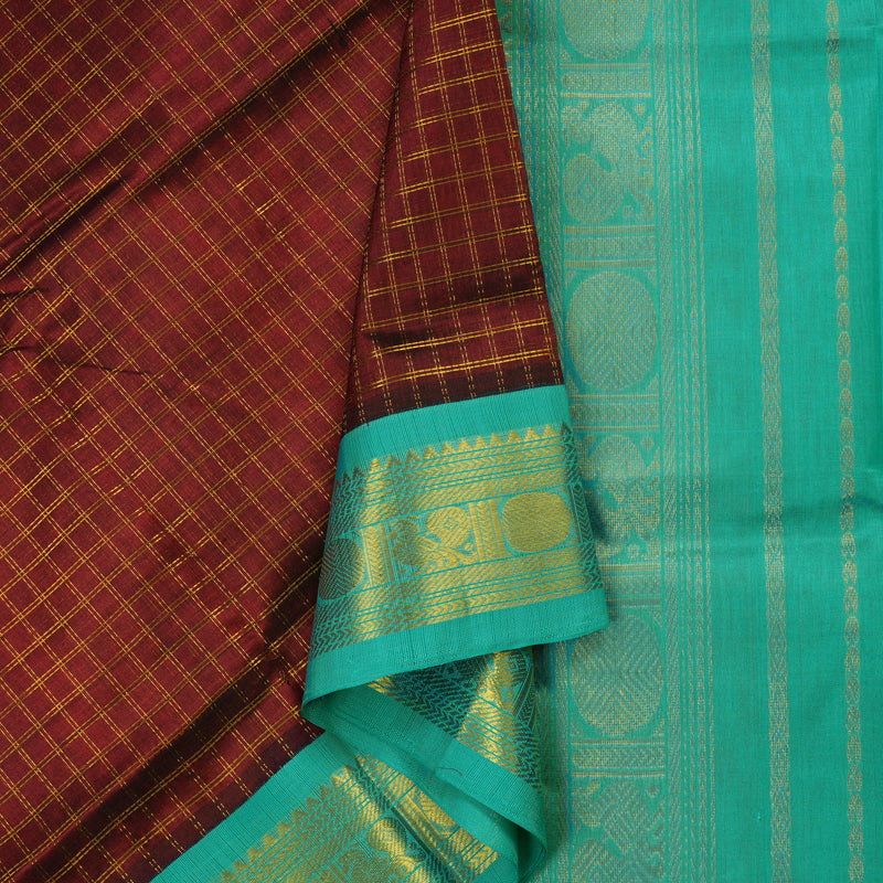 Hayagrivas Handloom Pure Silk Cotton Saree in Striking Dark Maroon KBE365E11-3