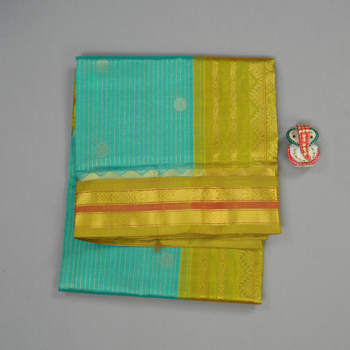 Hayagrivas Handloom Pure Silk Cotton saree in Refreshing Sea Blue KBE365E2-1